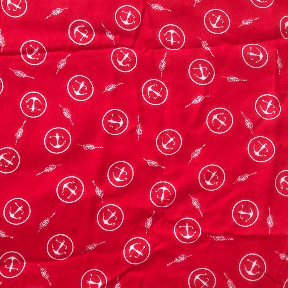 Cherry Red Nautical Print Fabric - 1.5 M